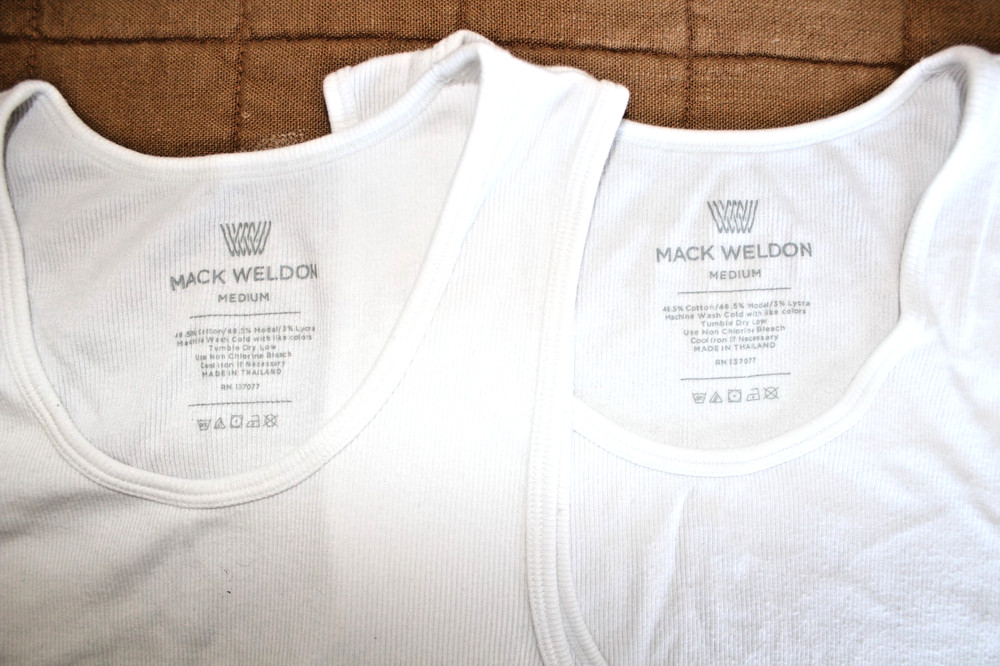 Mack Weldon 18-Hour Rib Tank Undershirt Lot 2 White Cotton Modal Men’s Medium M