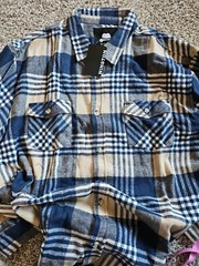 WINSTON (The Winston Box) Blue/Camel Long Sleeve (1PW3005X) Size 3XLT Button C15