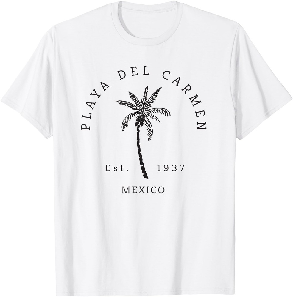 Retro Cool Playa Del Carmen Mexico Beaches Palm Tree Novelty T-Shirt