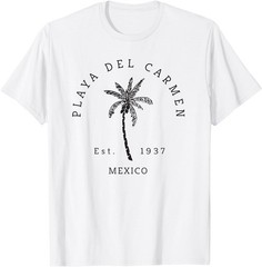 Retro Cool Playa Del Carmen Mexico Beaches Palm Tree Novelty T-Shirt