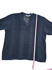 International Male M Sweater Black Cotton Cable Knit Archival Rare Y2K V-Neck
