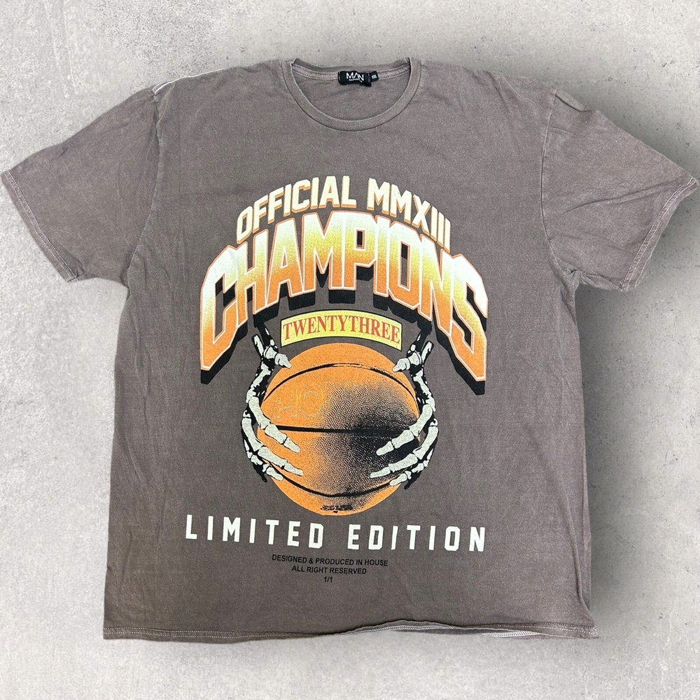 BoohooMan Basketball Champions Brown T- shirt Size 2XL