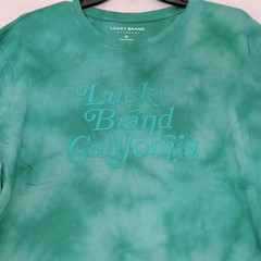 Lucky Brand TIE DYE SHIRT Mens Extra Large XL GREEN Casual Embroidered NWT