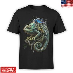 Adapt Evolve Chameleon T-Shirt Funny Lizard Graphic Unisex Nature Tee