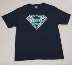 Superman Floral S Logo DC Universe Mens Size Large Shirt Black Comics