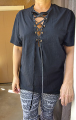 HAND PAINTED ORIGINAL ART Black and brown raven tee .goth.punk . .