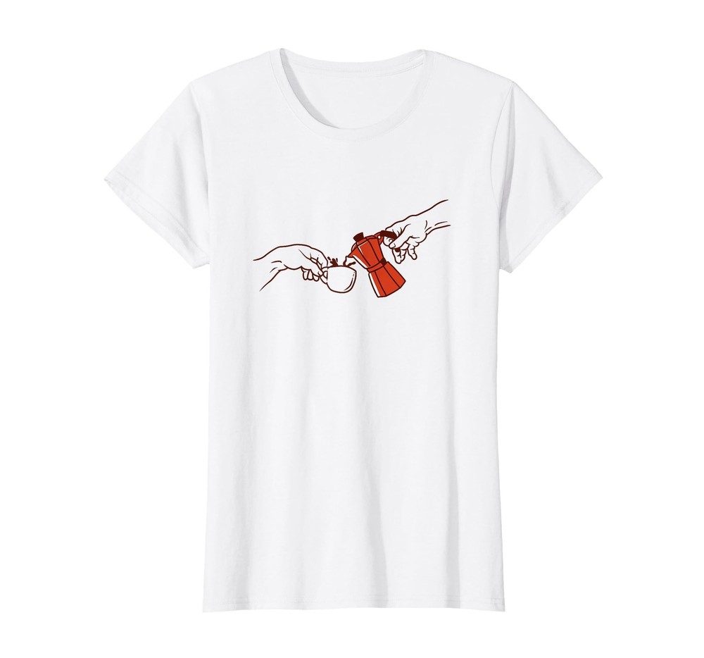 Michelangelo’s Creation of Coffee Espresso Maker, Mocha Pot T-Shirt, Women, W…