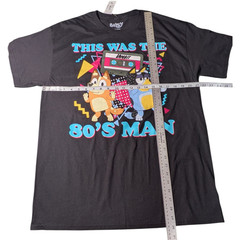 Bluey & Bingo-Adult Size L 42-44 – Black Graphic T Shirt -This Was The 80’s Man