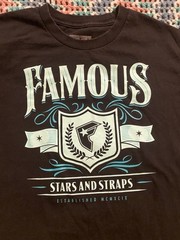 Y2K Famous Stars And Straps Logo T Shirt Sz L Black Hip Hop Grunge Rock