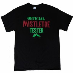 Mens Black Official Mistletoe Tester Christmas Holiday T-Shirt