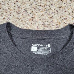 Carhartt Shirt Mens Large Gray Yellow Spell Out Tee Work Wear Outdoors Adult A12