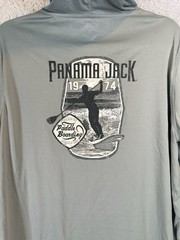 Panama Jack Mens Medium M Gray Hooded Sun Shirt Long Sleeve Graphic Surfing
