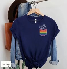 Flower Pocket Pride Shirt LGBT Rainbow Ally Tee