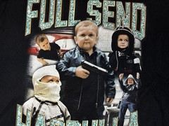 Full Send Hasbulla Shirt Mens XL Black Funny Baby Graphic Print Tee Streetwear