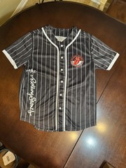 Rolling Stones Baseball Jersey Shirt Small S Black Pinstripe Tongue Logo Band