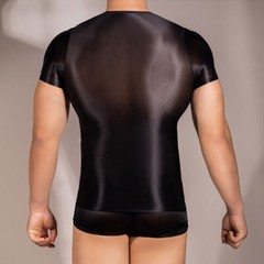 Sexy Men’s Shiny Oil Tank Top Elastic Tank Top Transparent Fitness T-Shirt