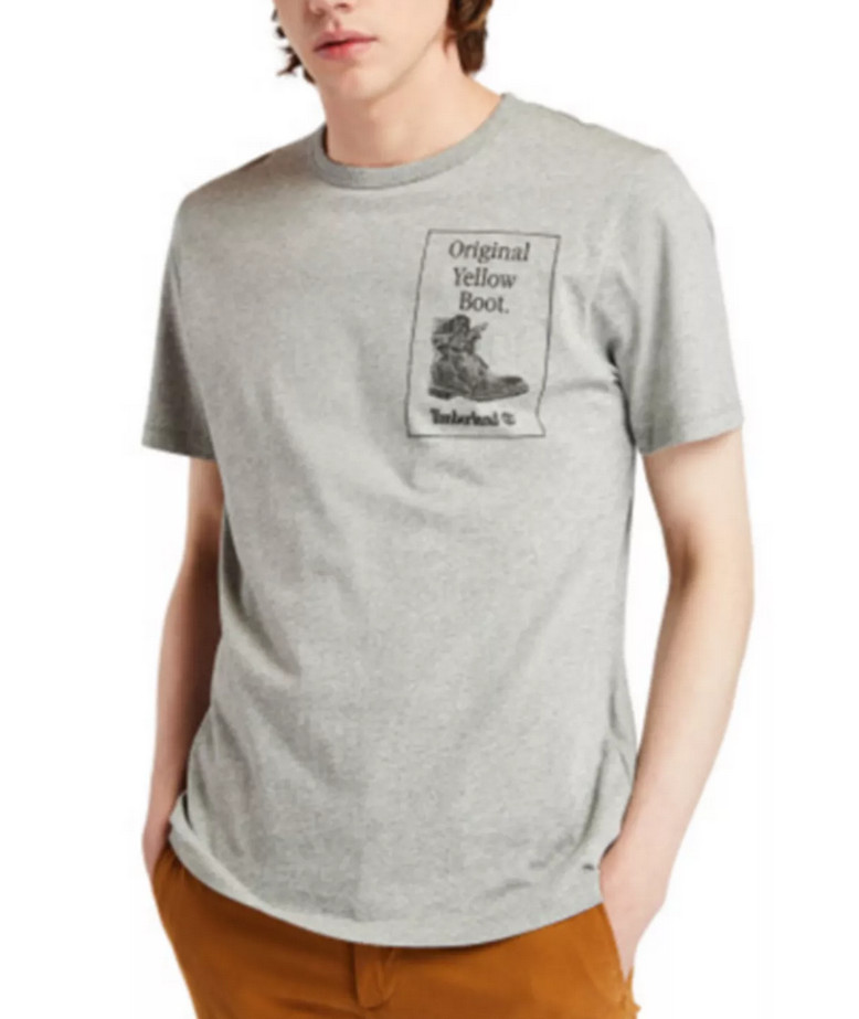 Timberland Men Original Yellow Boot Logo Graphic T-Shirt Gray Size L