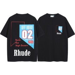 46Style RHUDE High Quality 100% Cotton Short Sleeve Men Women Polo T-Shirt S-2XL