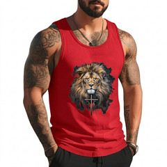 Christian Cross Lion of Judah Religious Faith Jesus Pastor Tank Top