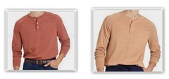 Goodfellow & Co. Mens TAN or RUST Long-sleeve JERSEY Henley Shirt Standard