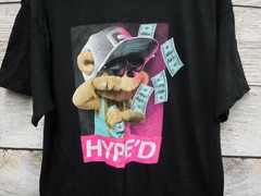 Hard Ten Shirt Mens Large Black Hyped Bear 100 Dollar Bills Slim Fit T-Shirt New