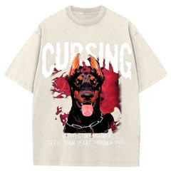 100% Cotton Oversized T-Shirt Doberman Gothic Vintage Streetwear Unisex Tee