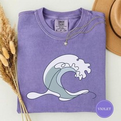 Ocean Wave Beach Line Art Minimalist Coastal Marine Comfort Tee