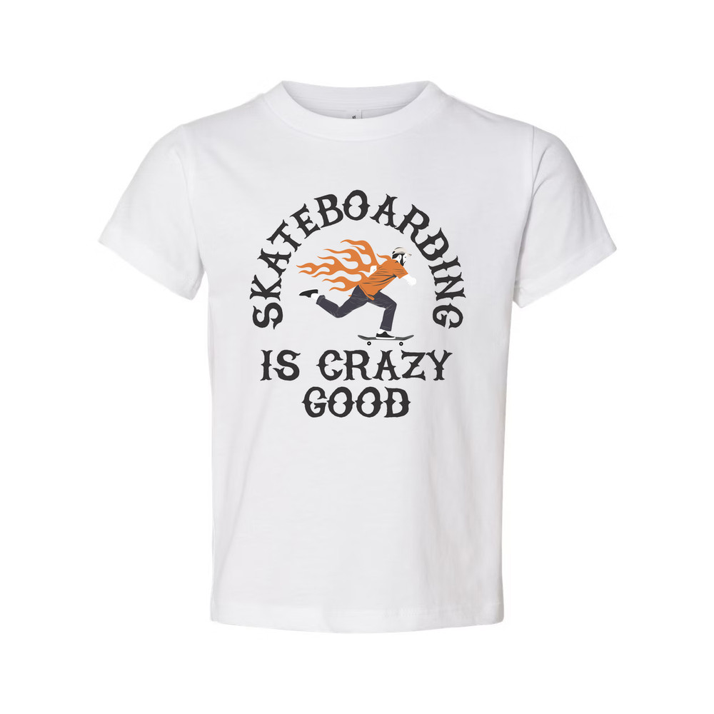 Unisex Skateboarding Graphic T Shirt With Flaming Skater Illustration And Is Cra