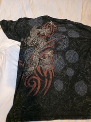 Y2k Vintage Ring of Fire Dragon Graphic Print Crew Neck Short Sleeve T-Shirt 2x
