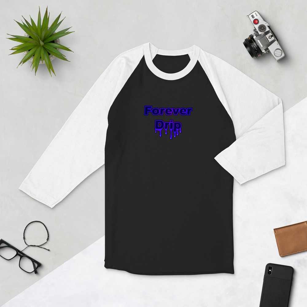 Forever Drip Blue Purple Style Text 3/4 sleeve raglan shirt