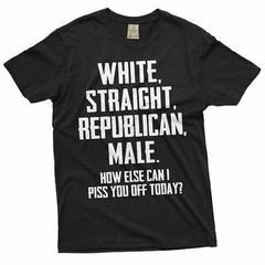 Men’s Funny Shirt White Straight Republican Male Shirt Dad Grandpa Patriotic Tee
