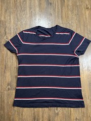 Burberry Cotton Crewneck Logo T-Shirt Mens Large Blue Striped