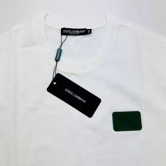 DOLCE & GABBANA Men’s Branded Tag Logo Plaque Cotton Oversized T-Shirt – White