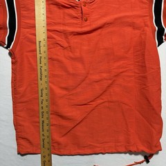 DeLong USA Vintage Nylon Pullover Shirt Medium Orange Black Stripe Drawstring