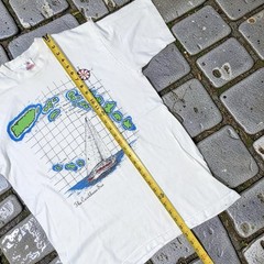 VTG 90s Carribean Sea T Shirt Single Stitch USA Fruit of the Loom Graphc Tee