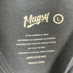 Mugsy Cashtech Henley Shirt Mens Large Blue Stripped Modal Cashmere Stretch Soft