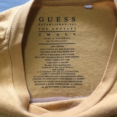 GUESS EMBOSSED TRIANGLE T-SHIRT Mustard Yellow Gold Tee Womens Small