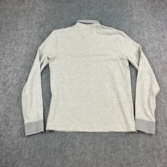 Armani Exchange Mens Long Sleeve Polo Shirt S Grey Marl AX Logo Contrast Cuff