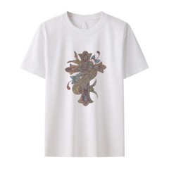 Fashion Trend Cross Hot Diamonds Rhinestones Black Summer Luxury Men T-Shirt