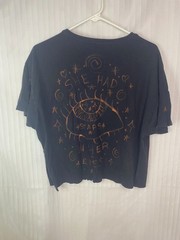 Pharrahisdope Hand Painted Bleach Art Cropped T Shirt Size L Mushrooms Stars Eye