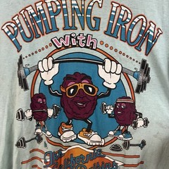 VTG 80s Faded Thrashed Ratty California Raisins Pumping Iron T-Shirt Med USA