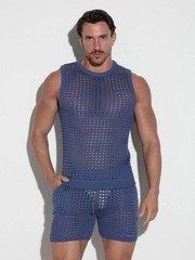 CODE 22 Diamond Knit Tank Top Men’s Crochet Sleeveless Summer Resort Vest