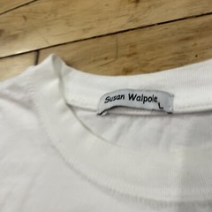 Susan Walpole Shirt Adult L Crop Art Camel Rug Geometric Graphic White Orange
