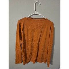 Scott James Mens XL Burnt Orange Long Sleeve T-Shirt Striped Crew Neck Cotton