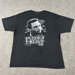 Johnny Cash T Shirt Mens XL Folsom Prison 1968 Black Graphic Concert Retro Band