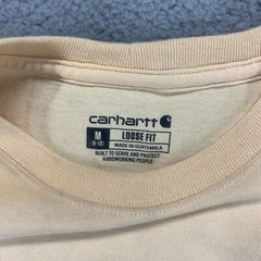 Carhartt Shirt Mens Medium Orange Work Wear Cotton Outdoors Logo Spell Out