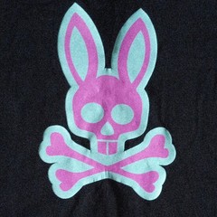 Psycho Bunny Men’s Black Pima Cotton Graphic Skull Bunny Logo Tee Size 5