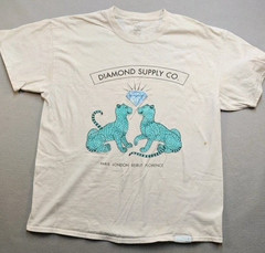 Y2k Diamond Supply Co. White T-Shirt Size XL Diamond & Leopard Design