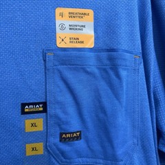 Ariat Rebar Workman 360 Airflow Pocket T Shirt Men’s XL Campanula Heather NWT