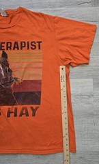 My Therapist Eats Hay Horse Graphic T-Shirt XL Orange Funny Equestrian 100% Cott